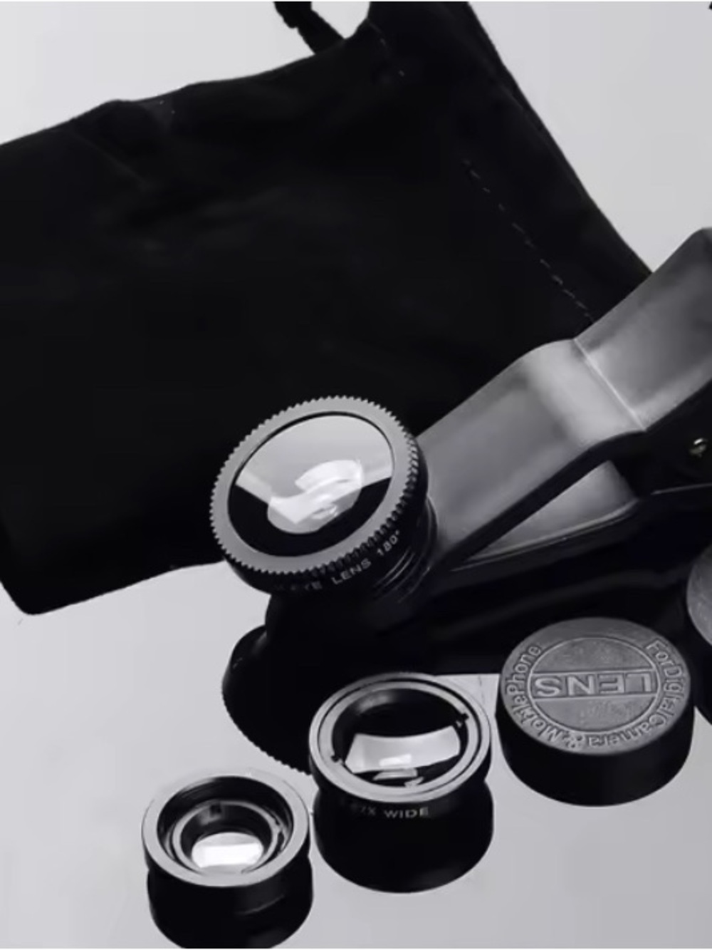 3 in 1 Clip Camera Lens Kit 180° Fish Eye +0.67X Wide Angle + Macro Lens Phone L